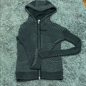 Lululemon Striped Black and Gray Hooded Jacket